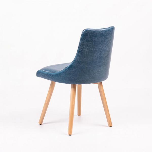 Chaise bleue en synthétique et pieds en bois massif - Lars - 12