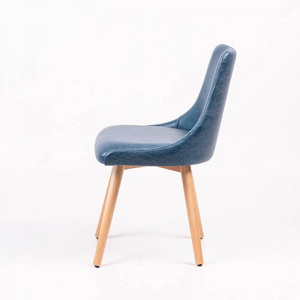 Chaise confortable en synthétique bleu et pieds en bois de hêtre - Lars - 11