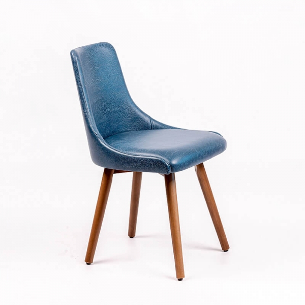 Chaise confortable en synthétique et en bois de hêtre et noyer - Lars - 5