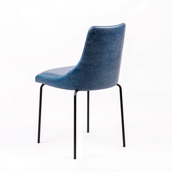 Chaise confortable bleue avec pieds fins en métal noir - Lars - 6