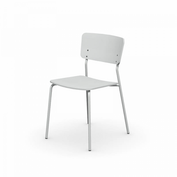 Chaise de cuisine blanche assise et dossier en bois structure en métal - Snack Connubia® - 2