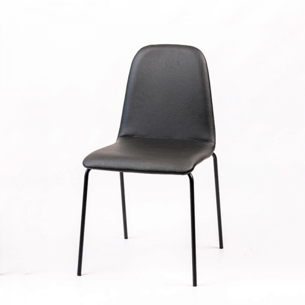 Chaise moderne noire rembourrée avec pieds métal - Pandora - 2