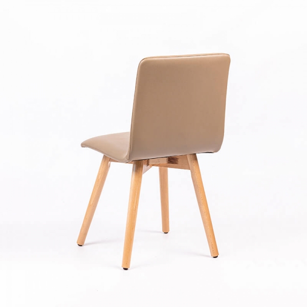 Chaise moderne en synthétique taupe et pieds en bois de hêtre - Plaza - 3