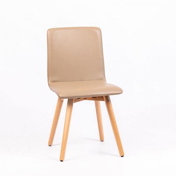 Chaise moderne en synthétique et pieds en bois massif clair - Plaza - 6