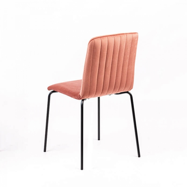 Chaise avec dos matelassé en tissu rose et pieds en acier laminé - Plaza line - 3