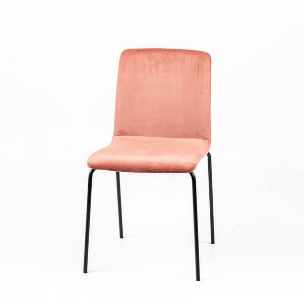 Chaise avec dos matelassé en tissu rose et pieds en acier noir- Plaza line - 4