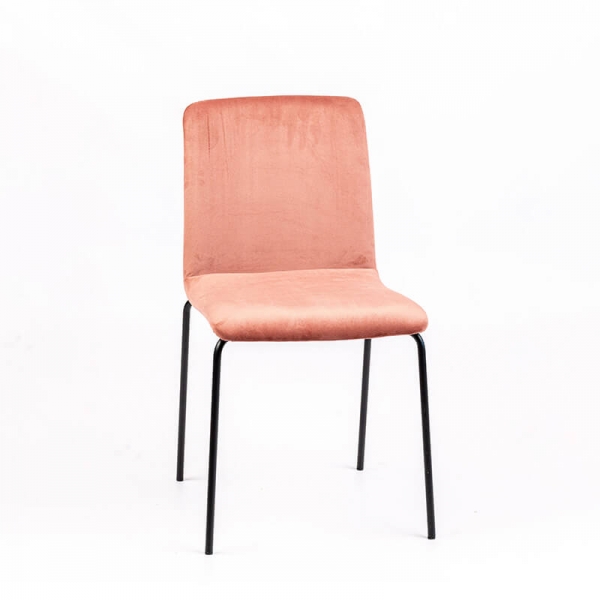 Chaise rose avec dos matelassé en tissu et pieds noirs en métal - Plaza line - 5