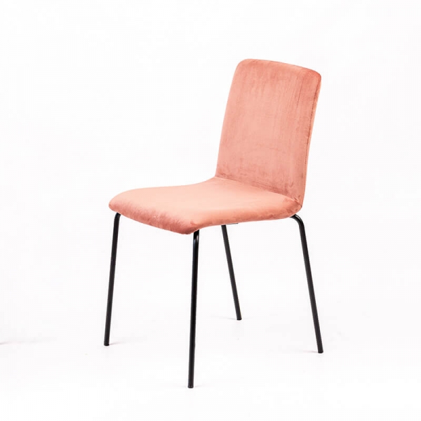 Chaise avec dos matelassé rose en tissu et pieds en métal - Plaza line - 2
