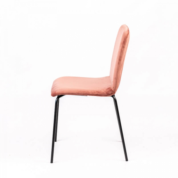 Chaise avec dos matelassé en tissu rose et pieds noirs en acier- Plaza line - 6
