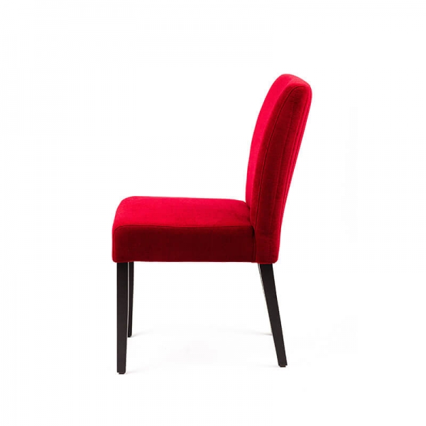 Chaise contemporaine rouge avec dos matelassé en tissu et pieds en bois - Fritz line - 6