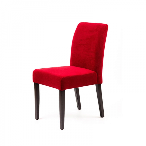 Chaise contemporaine rouge avec dos matelassé en tissu et pieds en bois massif - Fritz line - 2
