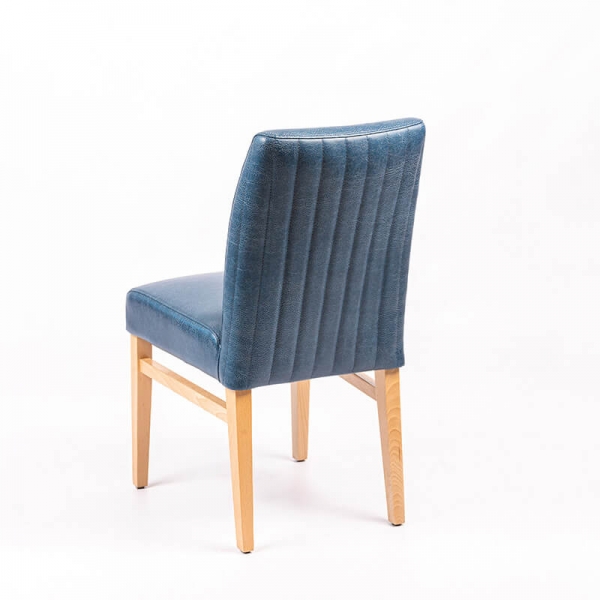 Chaise bleue en synthétique avec dos matelassé et pieds en bois massif - Fritz line-40 - 3