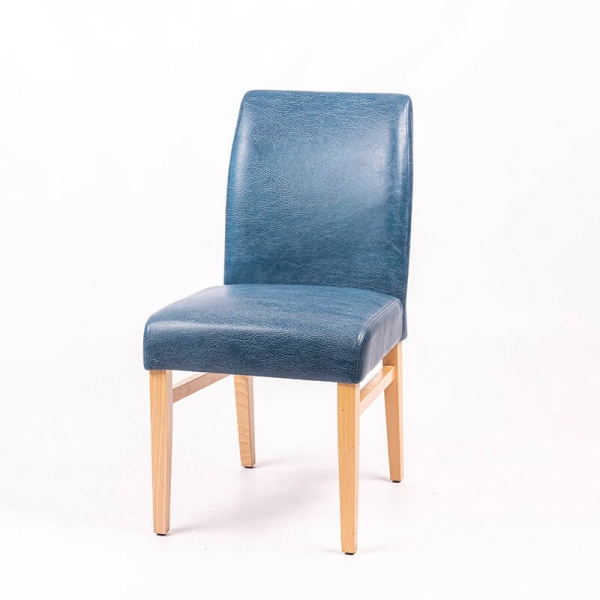 Chaise en synthétique bleu avec dos matelassé et pieds en bois de hêtre - Fritz line-40 - 4