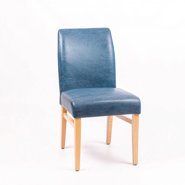 Chaise en synthétique bleue avec dos matelassé et pieds en hêtre - Fritz line-40 - 5