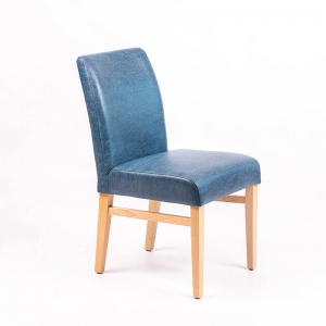 Chaise en synthétique bleu avec dos matelassé et pieds en bois - Fritz line-40