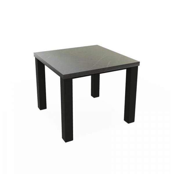 Table carrée en stratifié marbre noir - Quadra - 5