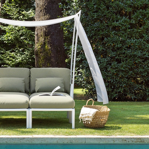 Canapé de jardin 2 places kaki avec voile d'ombrage fabriqué en Italie - Komodo ombra 2 - 2