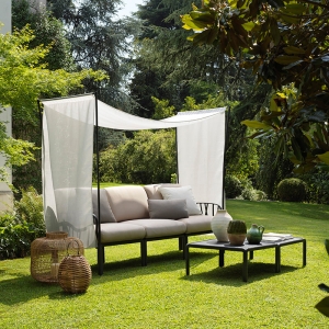 Canapé de jardin 3 places avec voile d'ombrage fabriqué en Italie - Komodo ombra 3
