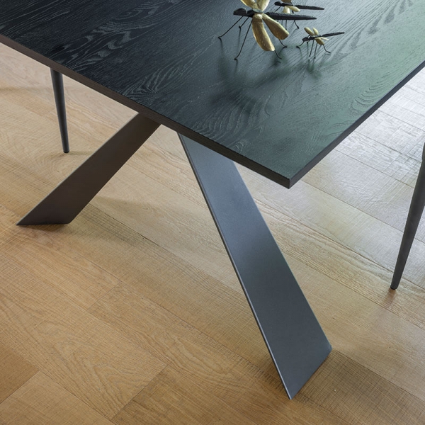 Table de salle à manger extensible en mélaminé et pieds en métal graphite - Delta - 3