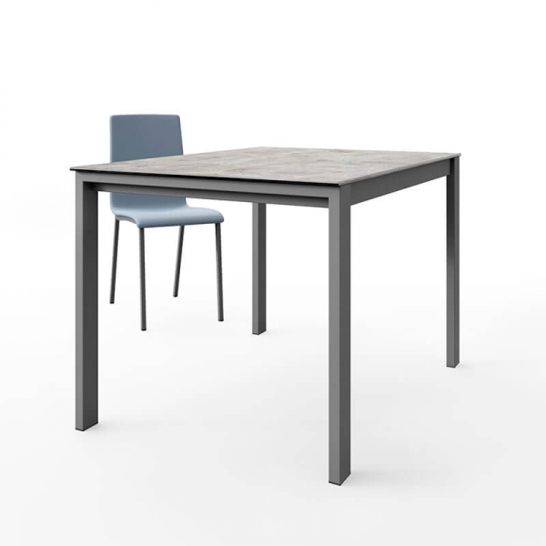 Table moderne rectangle en céramique effet béton et pieds en métal - Puzzle - 2