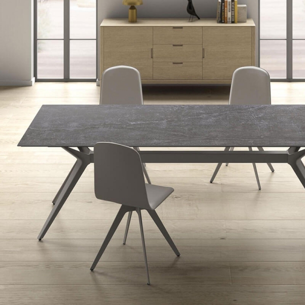 Table extensible moderne en Dekton gris - Eiffel - 2