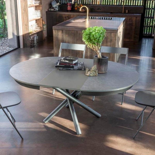 Table ronde extensible design en céramique et pieds central mikado - Fahrenheit Super - 2