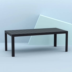 Grande table extensible en polypropylène et pieds en aluminium noir Alantic