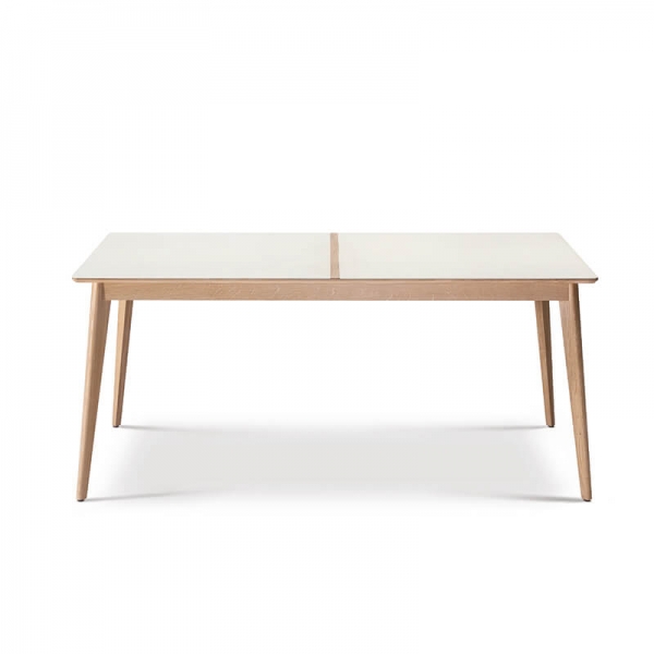 Table extensible en bois et en céramique blanche made in France - Paul - 3