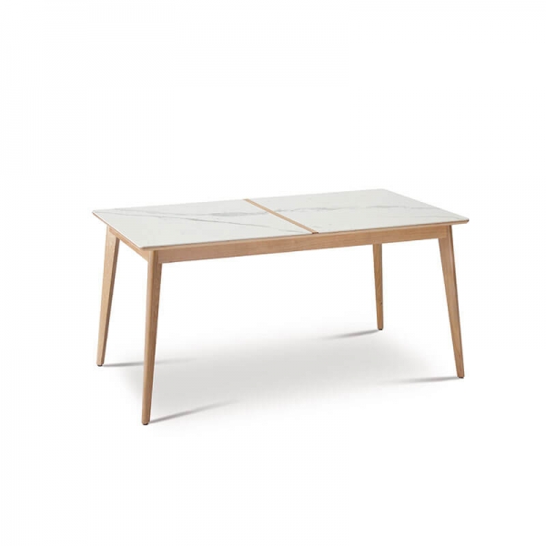 Table extensible en bois et en céramique marbrée made in France - Paul - 9