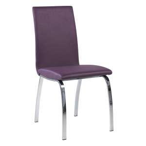 Chaise de salle à manger rembourrée violet avec pieds en métal chromé - Dara