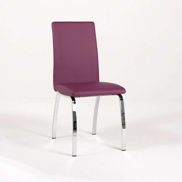 Chaise de séjour rembourrée violet avec pieds en métal chromé - Dara - 10