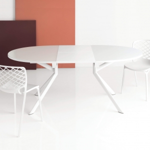 Table ronde extensible en verre gris - Giove 
