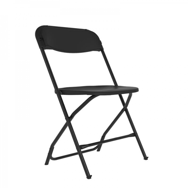 Chaise pliable en plastique noir et métal - Alex - 1