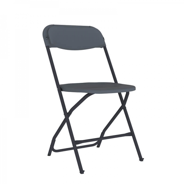 Chaise pliable en plastique gris foncé et métal - Alex - 2