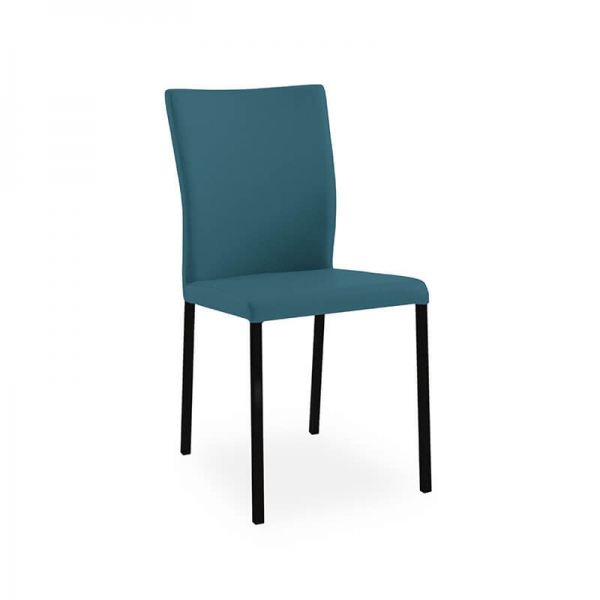 Chaise contemporaine en tissu turquoise et métal  - 2