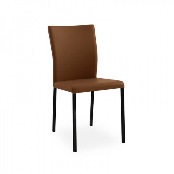 Chaise contemporaine en synthétique marron et métal  - 3