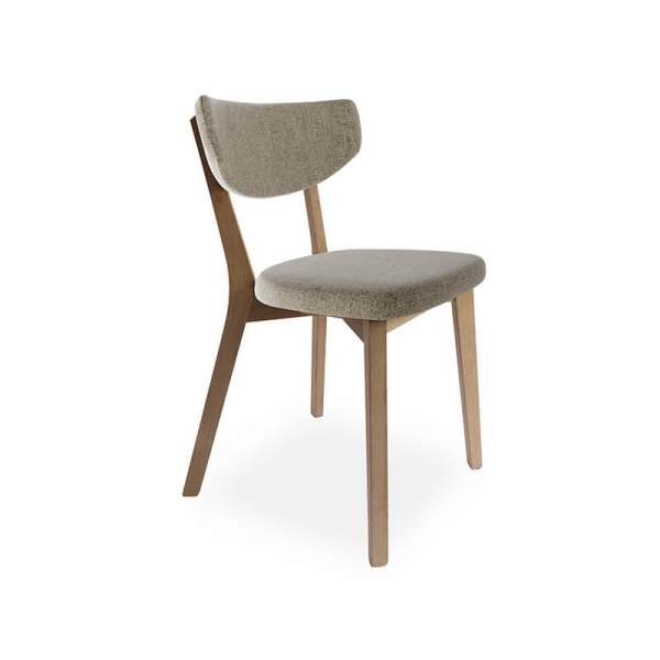 Chaise scandinave en tissu gris clair et pieds bois - Mia - 2