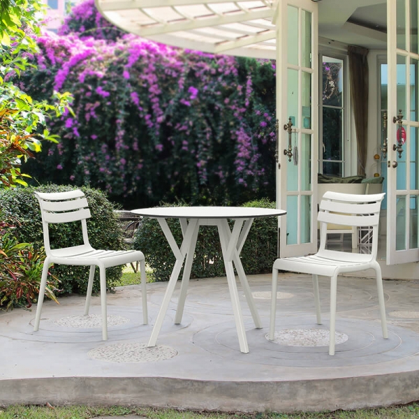 Chaise de jardin blanc moderne en polypropylène - Helen - 2