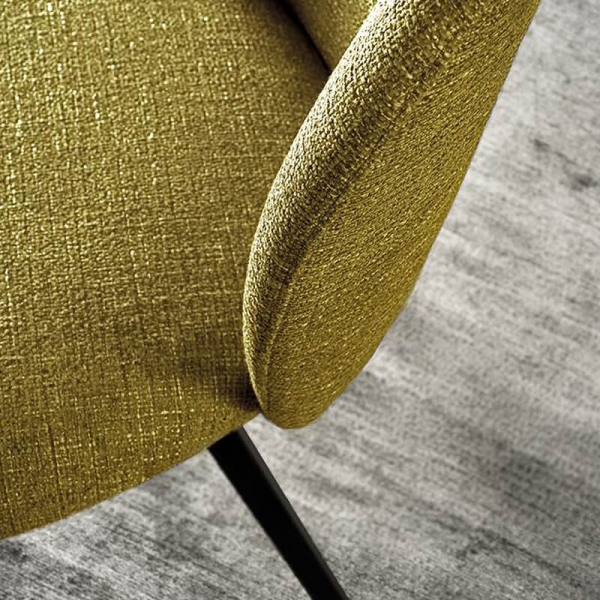 Chaise jaune moderne avec dossier incurvé en tissu et métal - Odette - 2