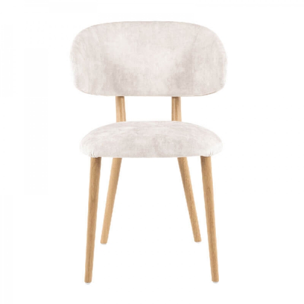 Chaise blanche moderne dossier incurvé en tissu et bois de chêne - Toro Mobitec® - 2