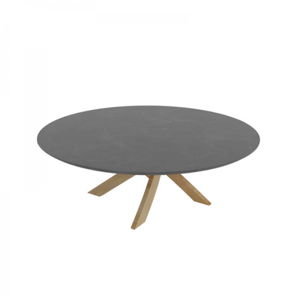 Table basse ronde en céramique anthracite et bois fabrication française - Elliptica - 2