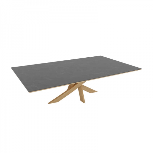 Table basse rectangulaire en céramique anthracite et bois made in France - Elliptica - 4