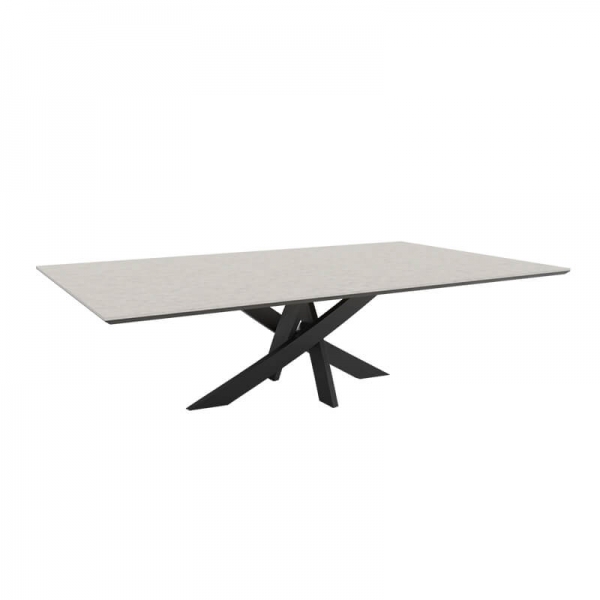 Table basse rectangulaire en céramique effet béton et bois made in France - Elliptica - 2