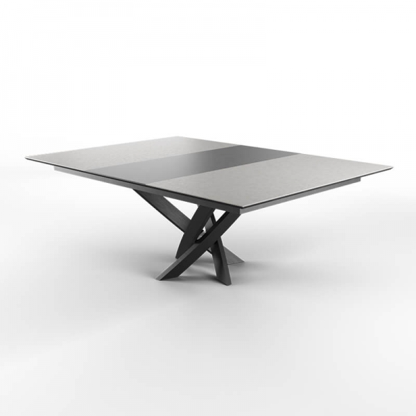 Table carrée extensible en céramique et en bois fabriquée en France - Elliptica - 1