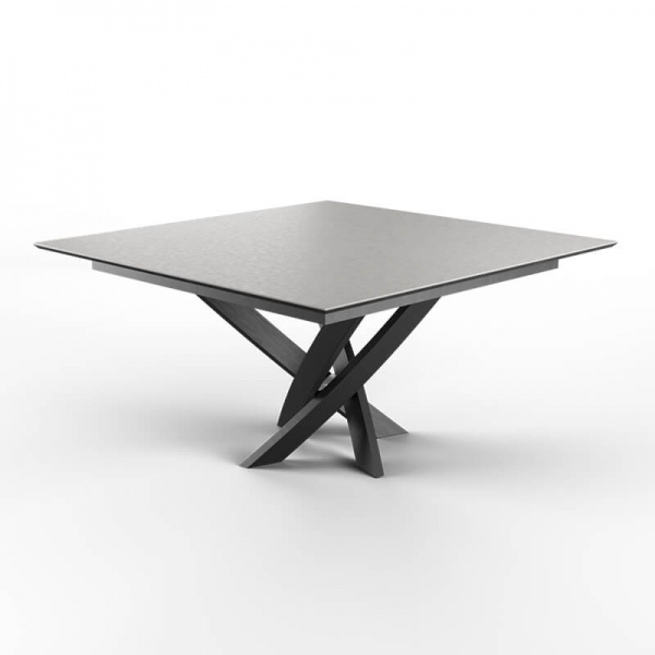 Table carrée extensible en céramique effet béton et en bois fabriquée en France - Elliptica - 2