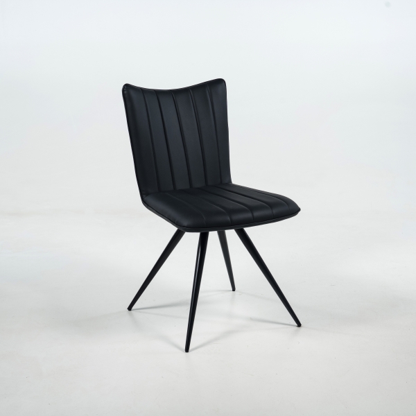Chaise pivotante rétro avec assise matelassée noir - Noa  - 1