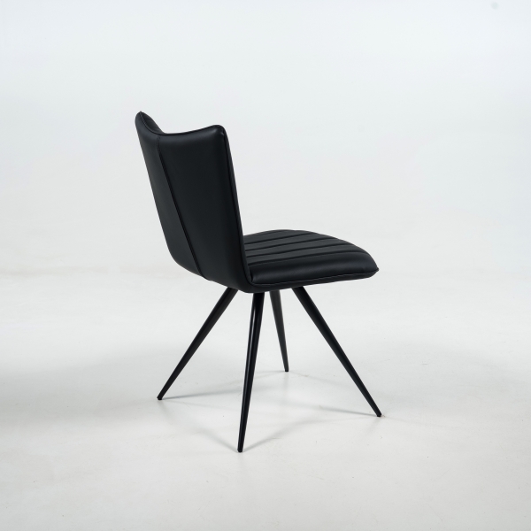 Chaise pivotante rétro avec assise matelassée noir - Noa  - 5