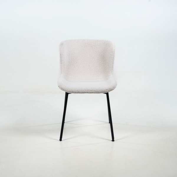 Chaise tissu bouclette blanc avec pieds en métal - Madeleine - 7