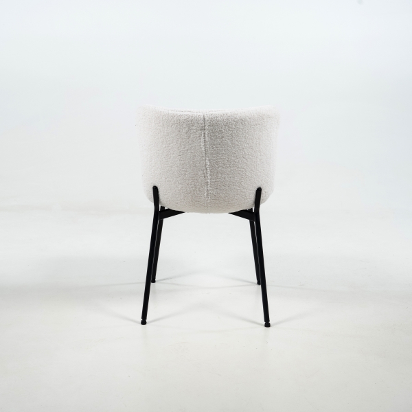 Chaise tissu bouclette blanc avec pieds en métal - Madeleine - 9
