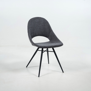 Chaise grise design avec coque ajourée en tissu - Isabelle